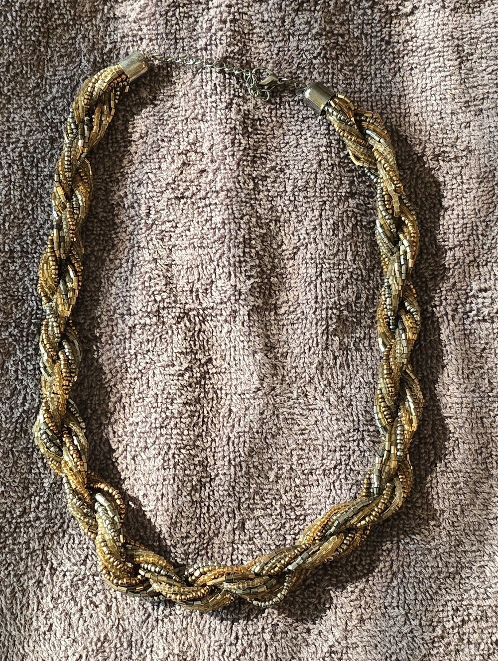 Braided Multi-Tone Gold Beaded Necklace